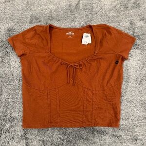 NWT - Hollister Womens Crop Top Low Neck Short Sleeve Shirt Top - Size XL